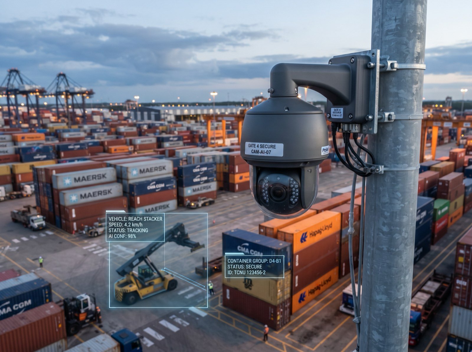 CCTV camera monitoring bonded containers around the clock