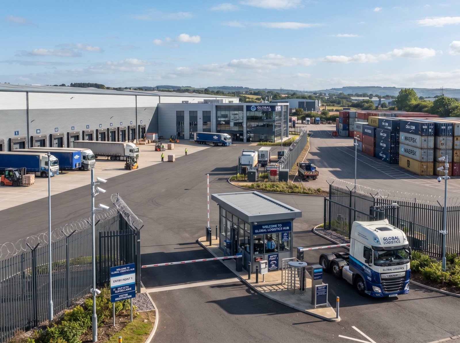 Secured, access-controlled logistics facility under CCTV coverage